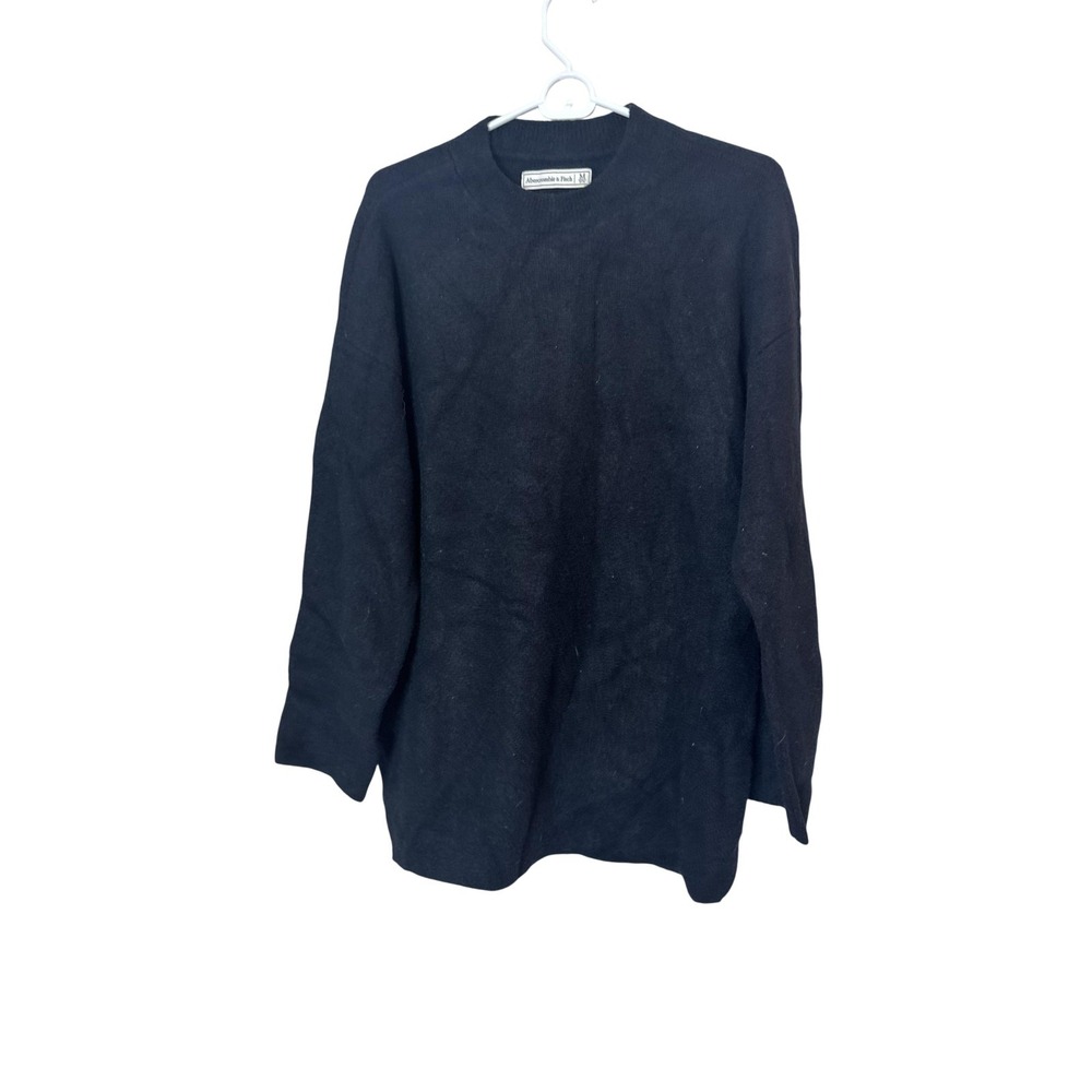 Abercrombie & Fitch‎ Sweater Mens Medium Black Nylon Crewneck Knit Pullover